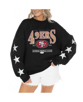 Gameday Couture - Women's  Black San Francisco 49ers Rhinestone Star Sleeve Settle the Score Tri-Blend Pullover