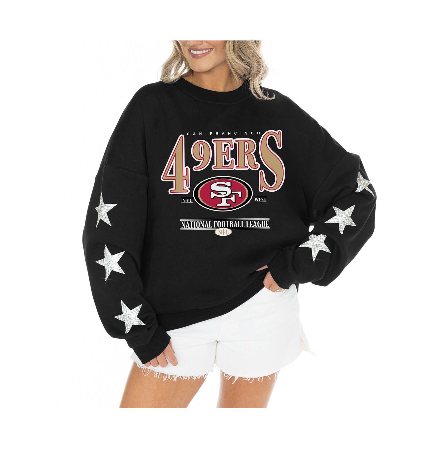 Женский свитер Gameday Couture Black San Francisco 49ers Rhinestone Star Sleeve Settle the Score Tri-Blend Pullover — фото 1