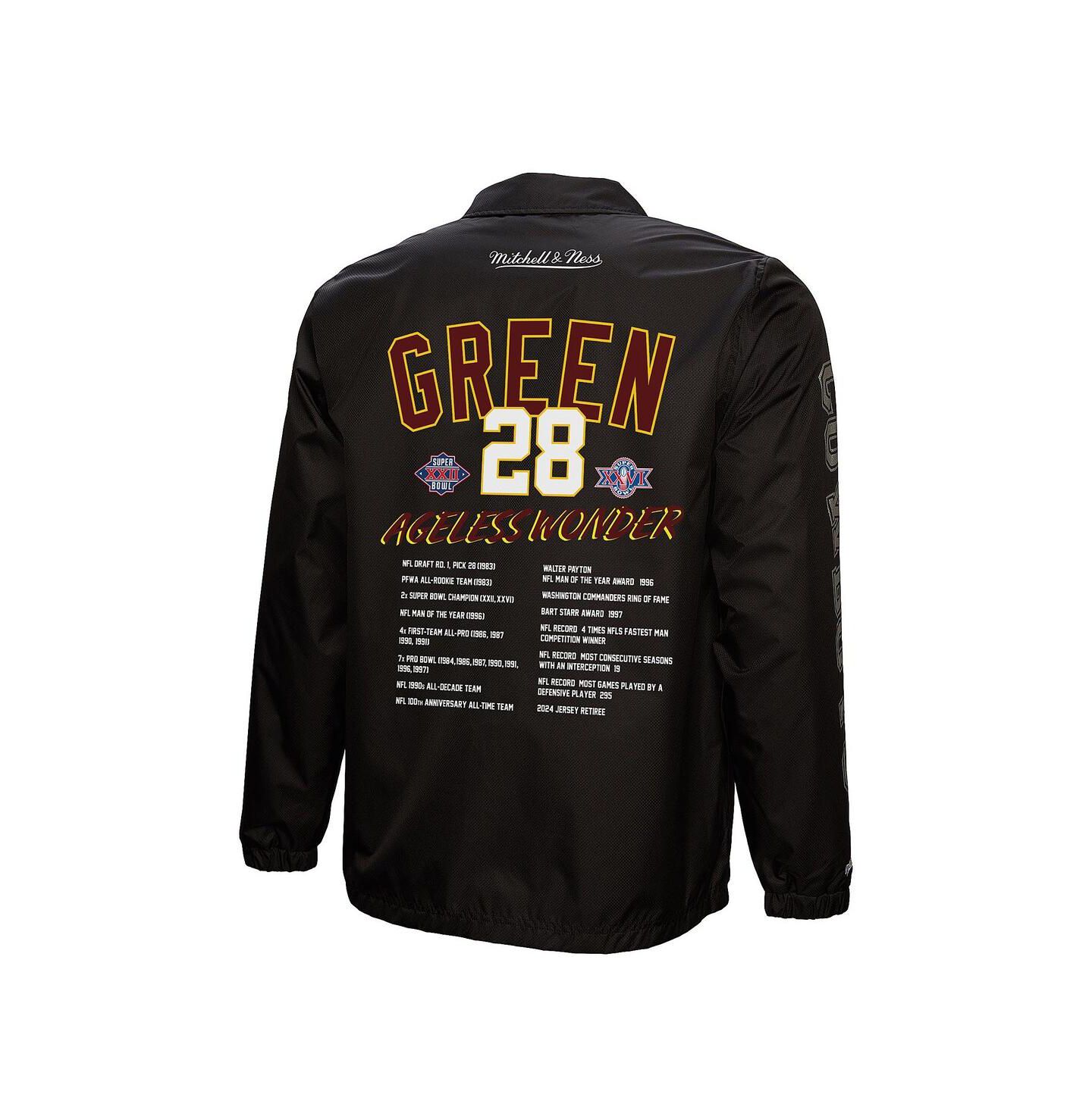 Мужская куртка Mitchell & Ness Darrell Green Black Washington Commanders Coaches Button-Up — фото 2