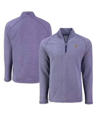 Cutter & Buck - Men's Cutter Buck Heather Purple Minnesota Vikings Peshastin Eco Fleece Tri-Blend Raglan Quarter-Zip Jacket
