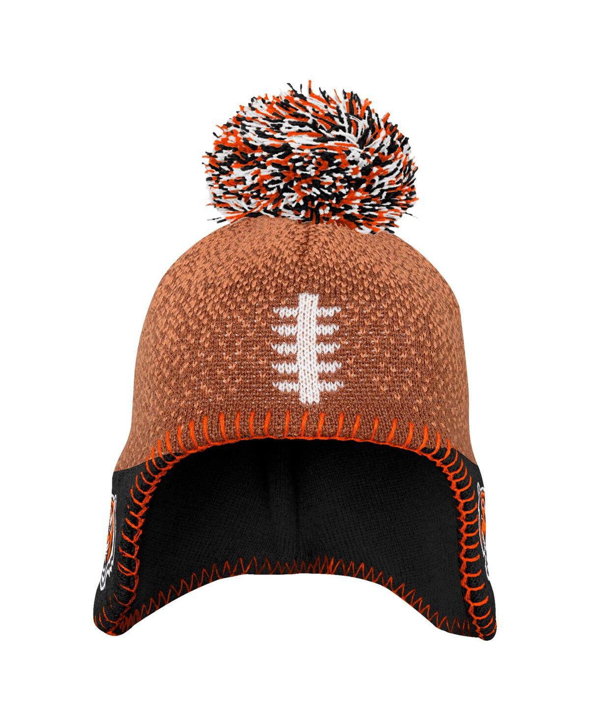 Outerstuff Baby Boys And Girls Brown Cincinnati Bengals Football Head Knit Hat With Pom In Brown