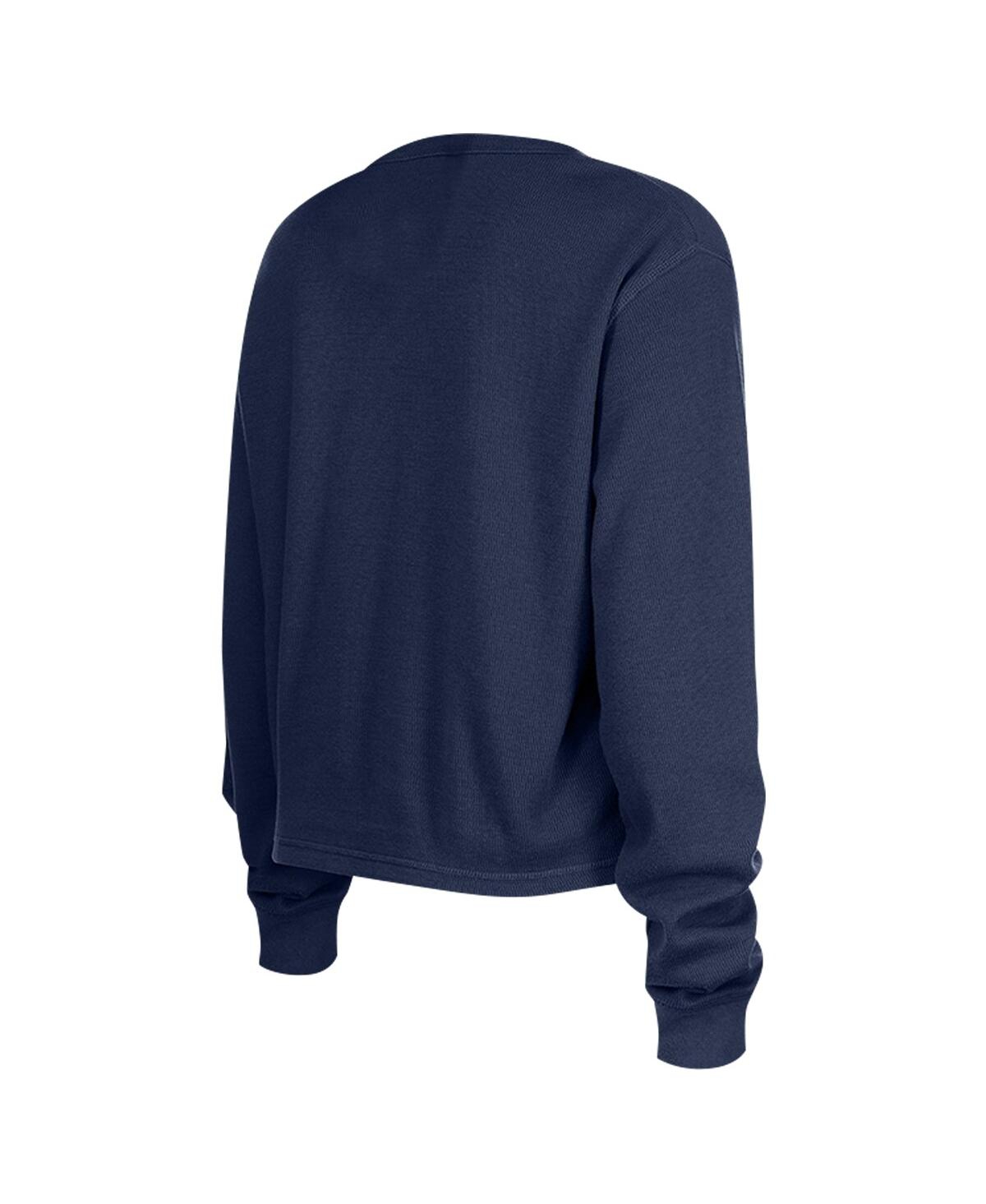 NEW ERA WOMEN'S NAVY HOUSTON TEXANS THERMAL CROP LONG SLEEVE T-SHIRT 