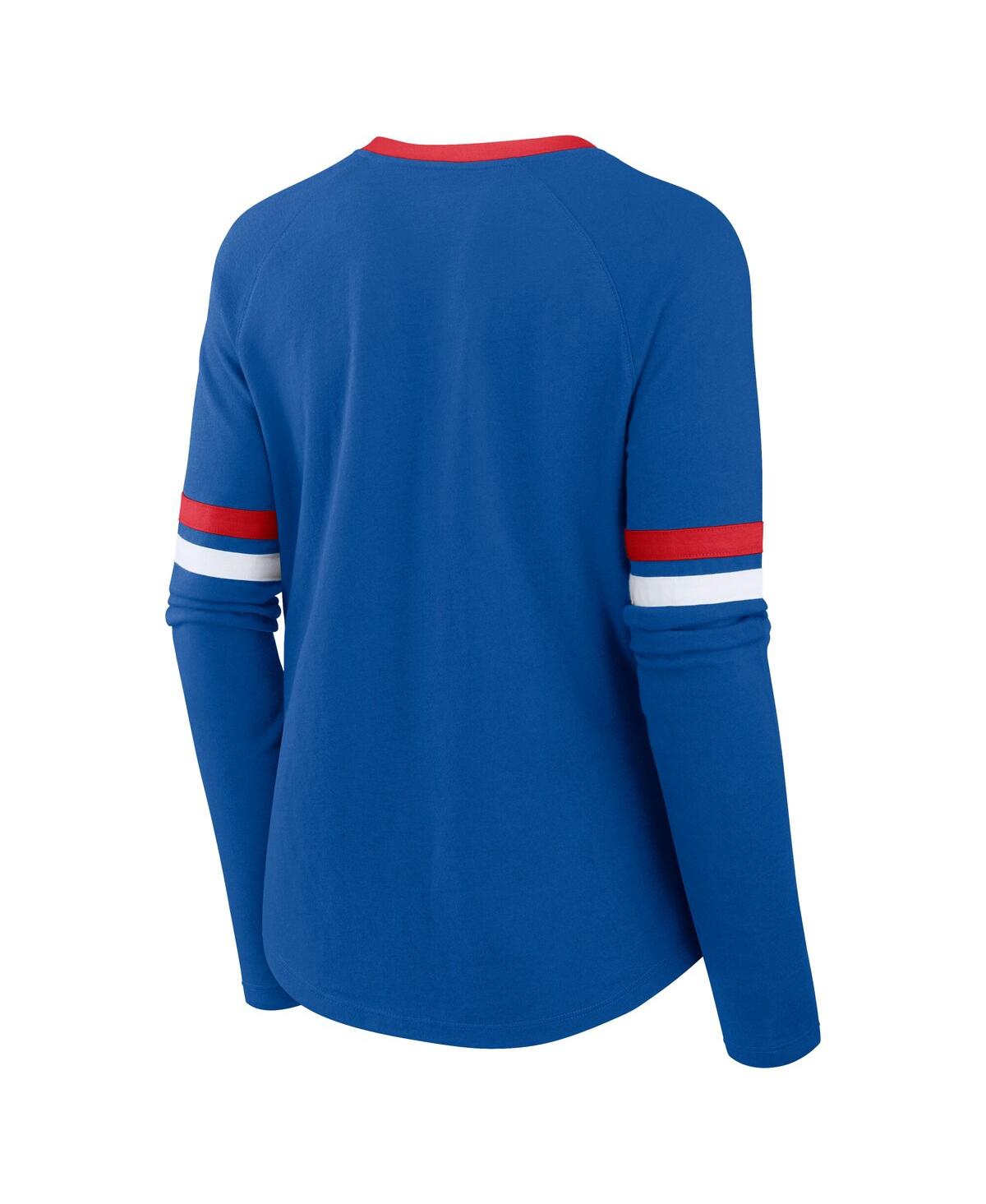Fanatics Women's Royal Buffalo Bills Plus Size Won Done Lace-up V-neck Long Sleeve T-shirt In Royal