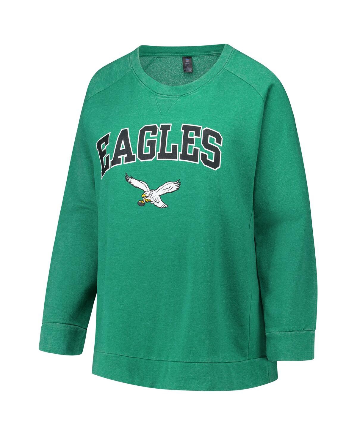 Profile Women's Kelly Green Philadelphia Eagles Acid Wash Raglan Pullover Sweatshirt In Green