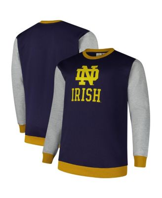 Fanatics - Men's Navy Notre Dame Fighting Irish Contrast Sleeve Large Chest Big Tall Pullover Sweatshirt