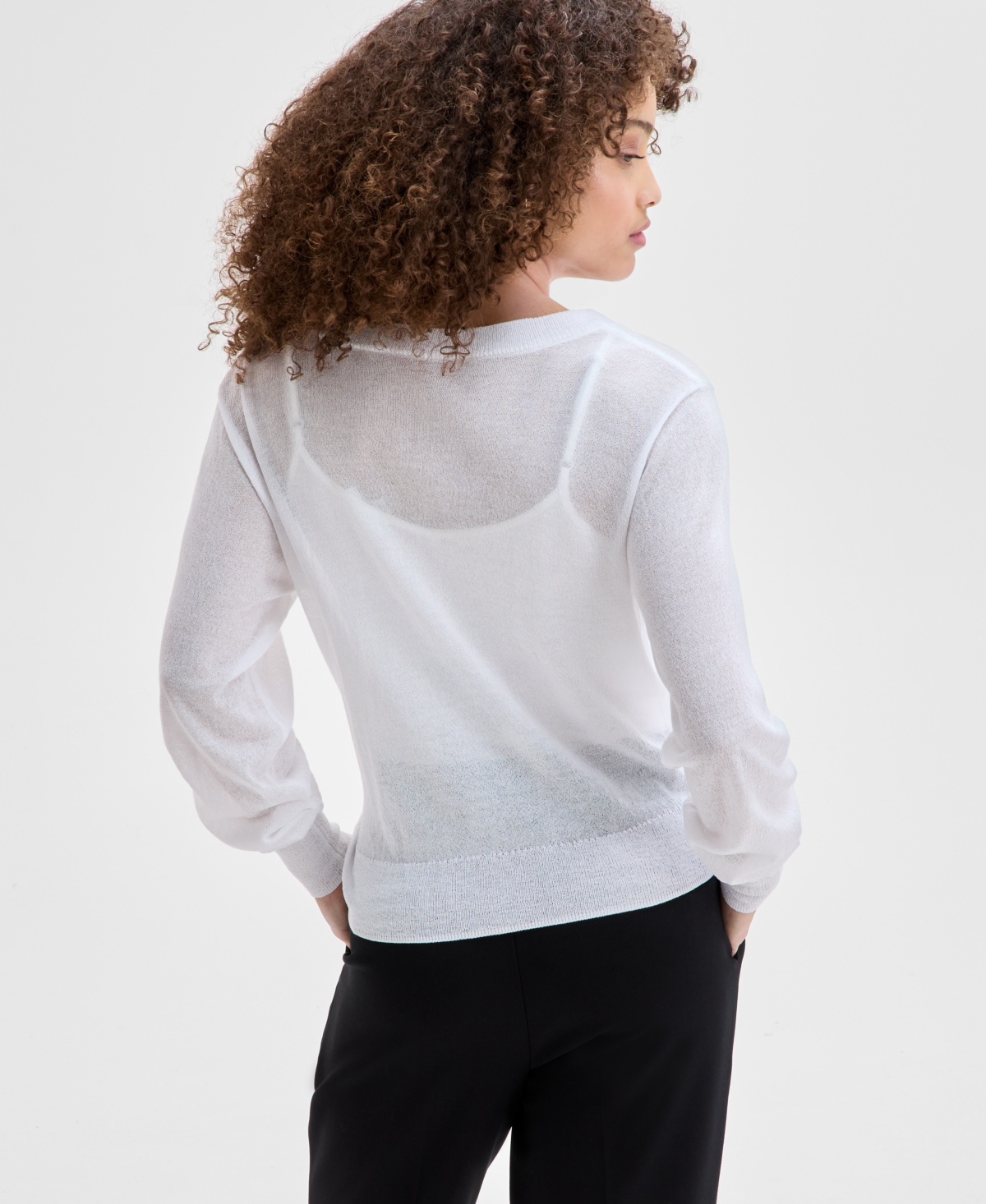 Inc International Concepts Petite V-neck Sweater, Exclusively At Macy's In Bright White