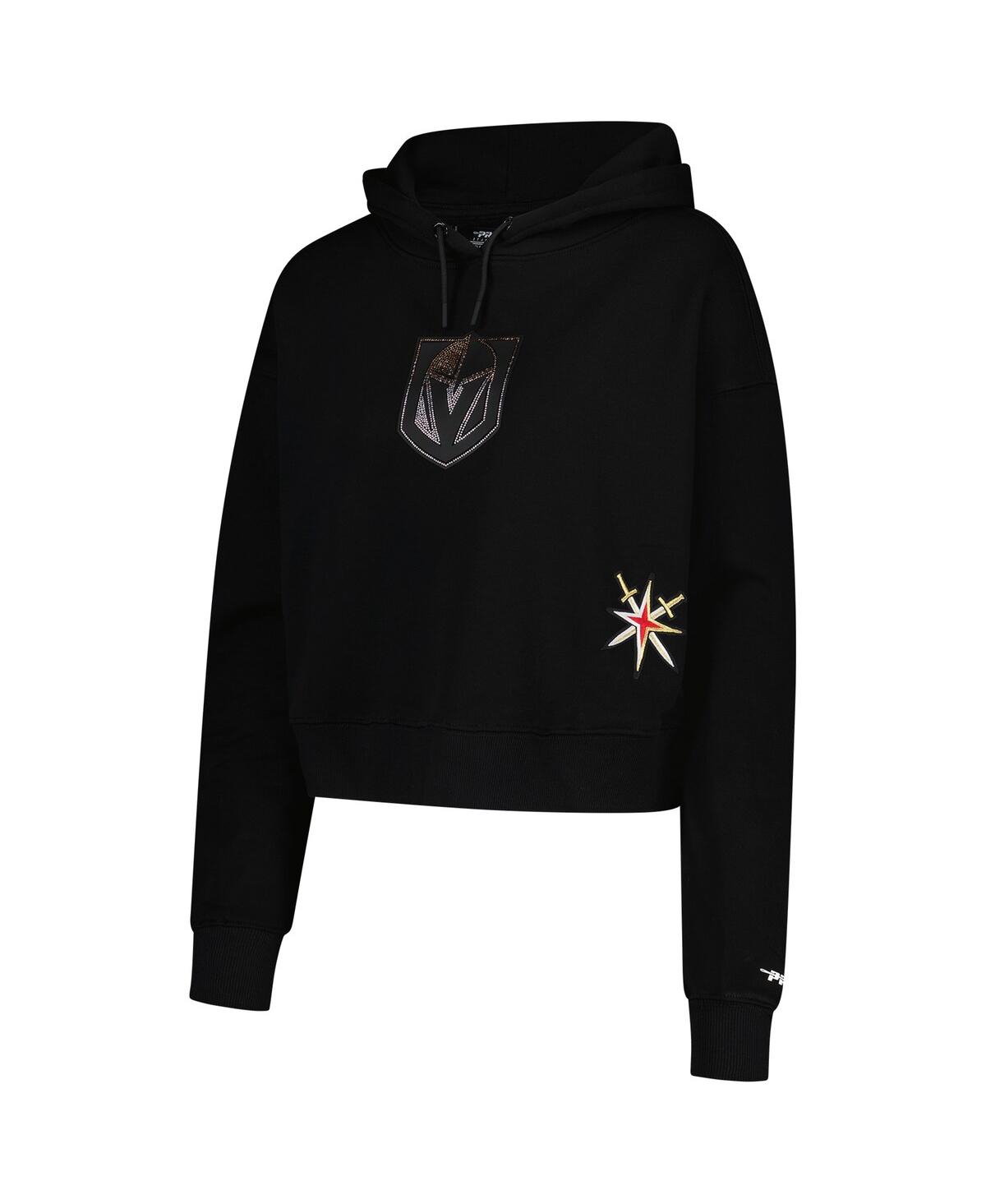Pro Standard Women's Black Vegas Golden Knights Jewels Cropped Pullover Hoodie In Black