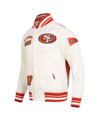 Men's Cream/Scarlet San Francisco 49ers Sublimated Satin Full-Snap Jacket