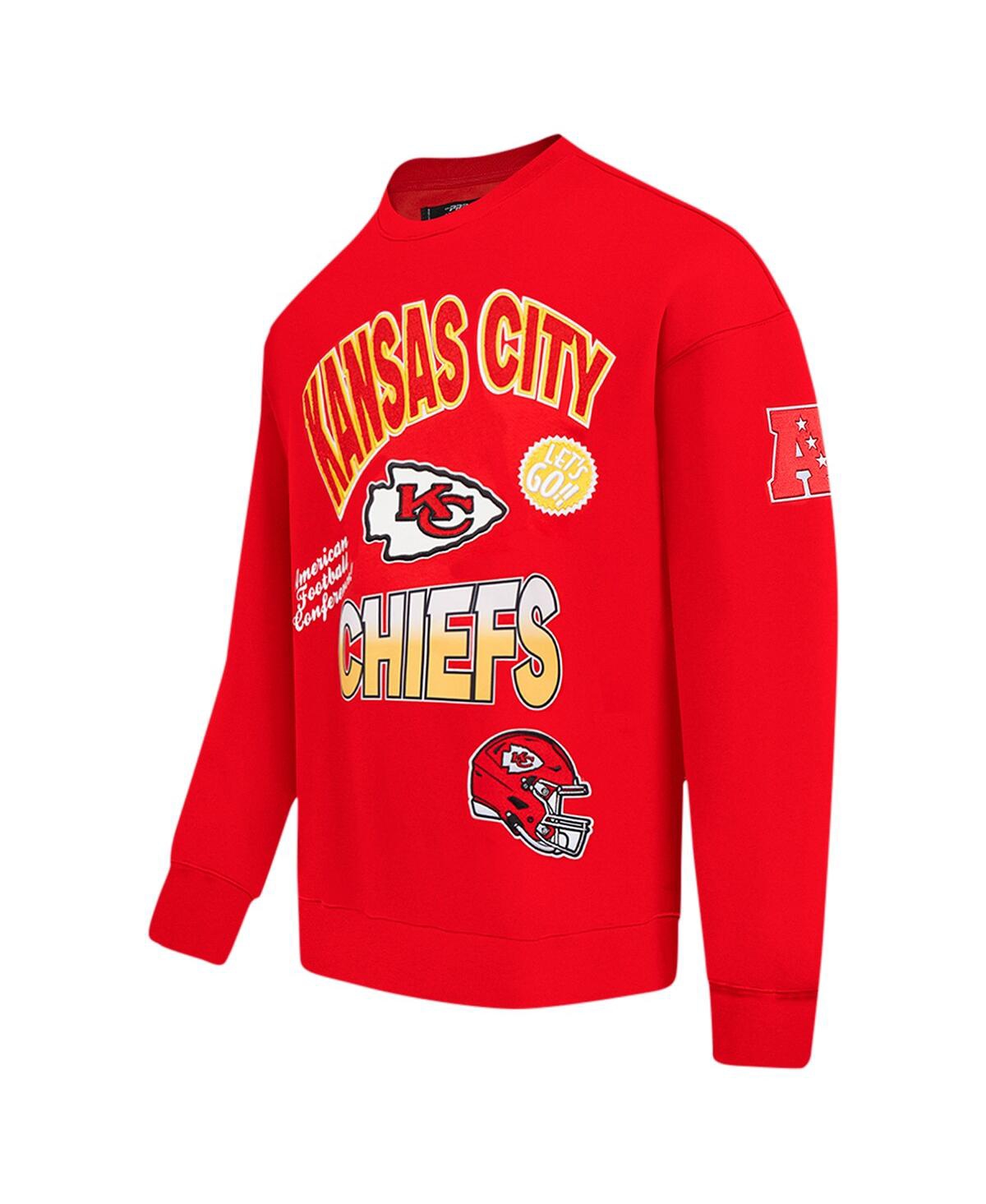 PRO STANDARD MEN'S RED KANSAS CITY CHIEFS TURN IT UP DROP SHOULDER PULLOVER SWEATSHIRT 