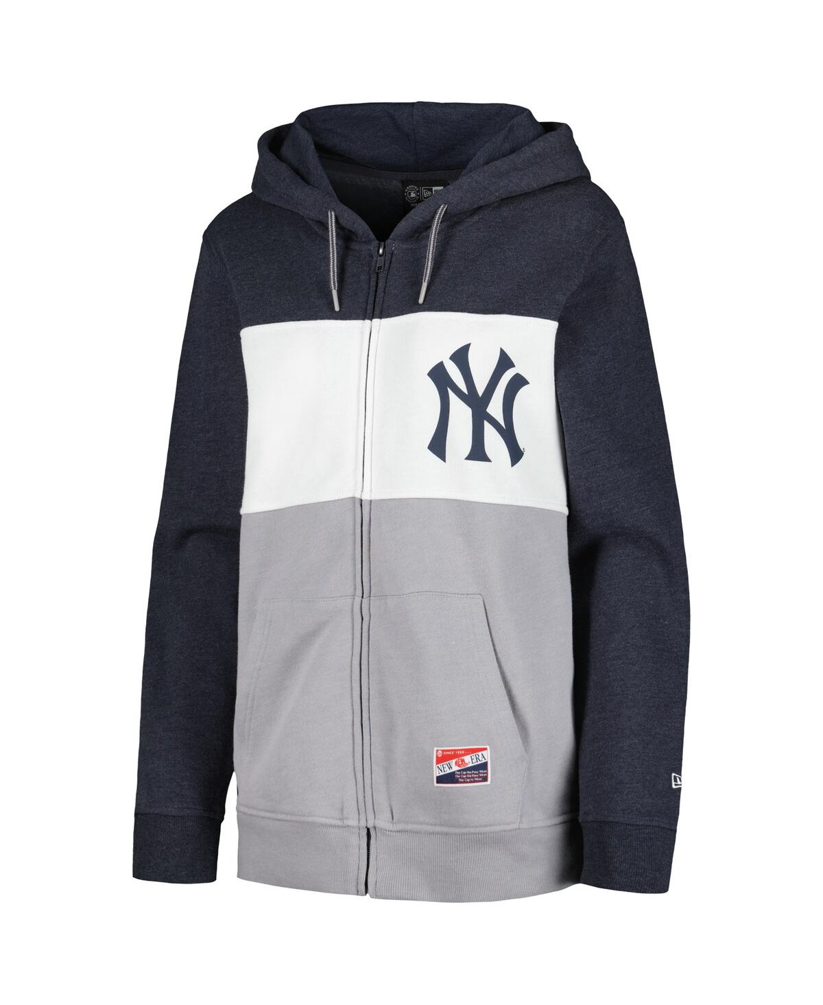 NEW ERA WOMEN'S NAVY NEW YORK YANKEES COLOR BLOCK FULL-ZIP HOODIE JACKET 