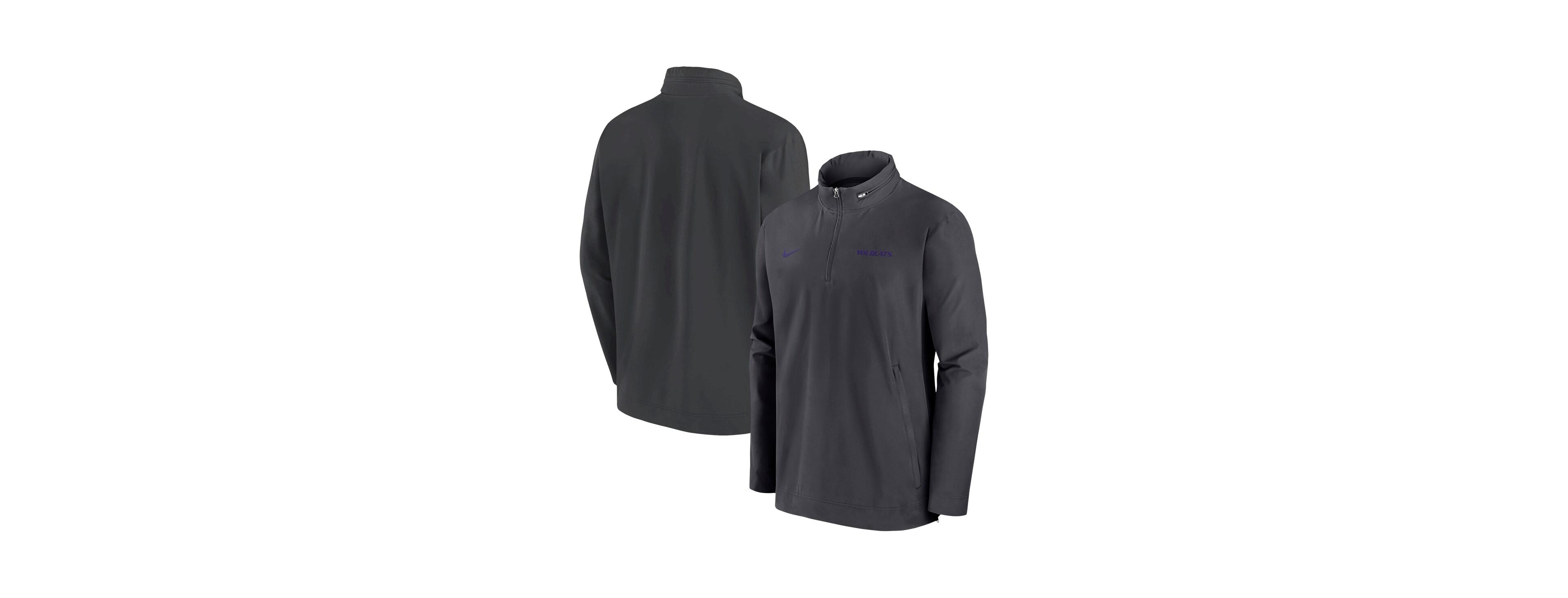 Nike Men's Anthracite Kansas State Wildcats 2024 Sideline Coach Quarter-Zip Hoodie Jacket