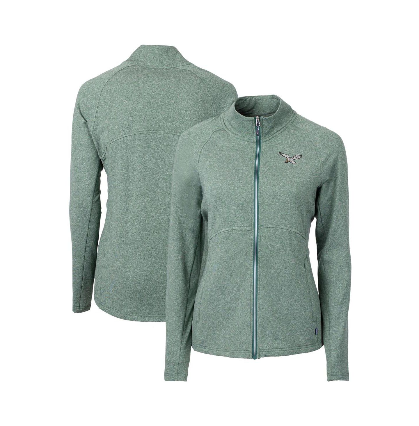 Женская куртка Cutter & Buck Heather Green Philadelphia Eagles Gridiron Classics Logo Adapt Eco Knit Heather Full-Zip — фото 1