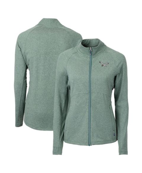 Женские куртки Cutter & Buck Women's Heather Green Philadelphia Eagles Gridiron Classics Logo Adapt Eco Knit Heather Full-Zip Jacket