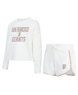 Concepts Sport - Women's White San Francisco Giants Painter Sherpa Long Sleeve T-shirt Short Set