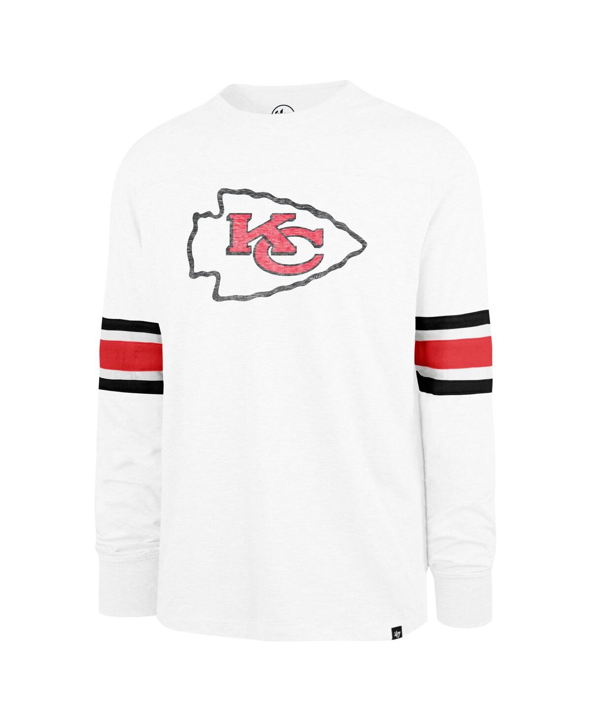 47 BRAND MEN'S WHITE KANSAS CITY CHIEFS GRIDIRON PREMIER BREX LONG SLEEVE T-SHIRT 