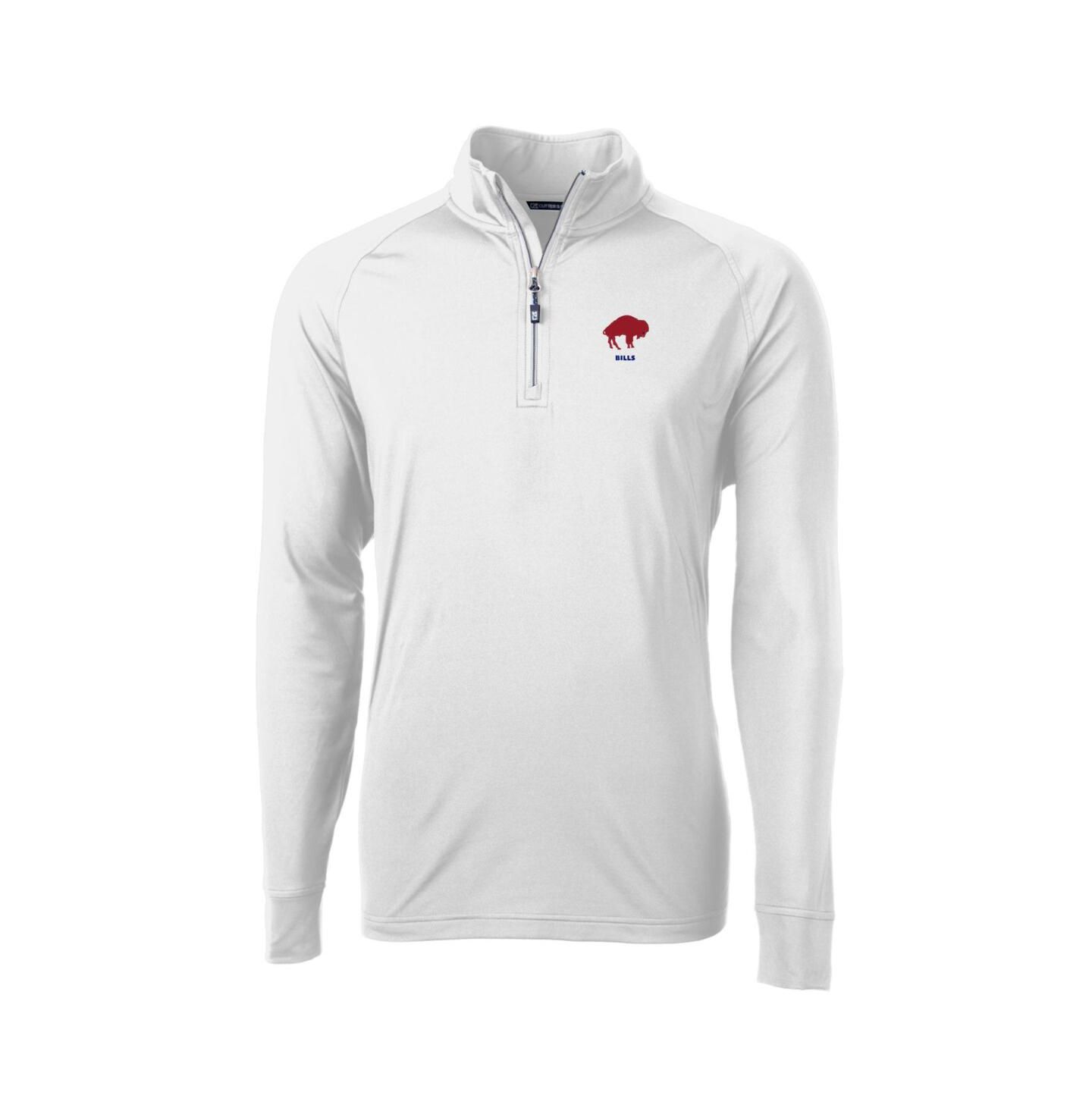 Мужской свитер Cutter & Buck White Buffalo Bills Adapt Eco Knit Stretch Quarter-Zip Throwback Pullover Top — фото 3