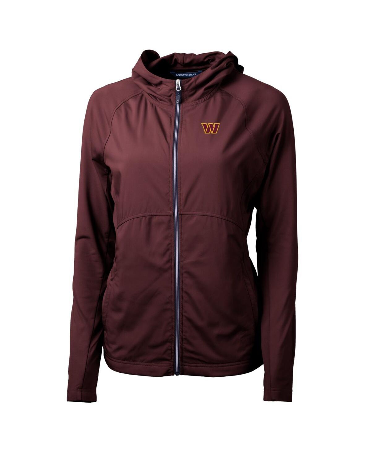 Cutter & Buck Women's Burgundy Washington Commanders Adapt Knit Hybrid Full-zip Hoodie In Burgundy