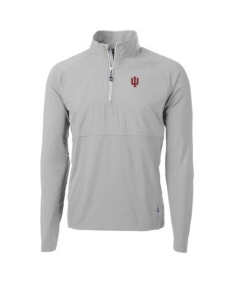 Cutter & Buck - Men's Silver Indiana Hoosiers Adapt Knit Hybrid Quarter-Zip Pullover Top