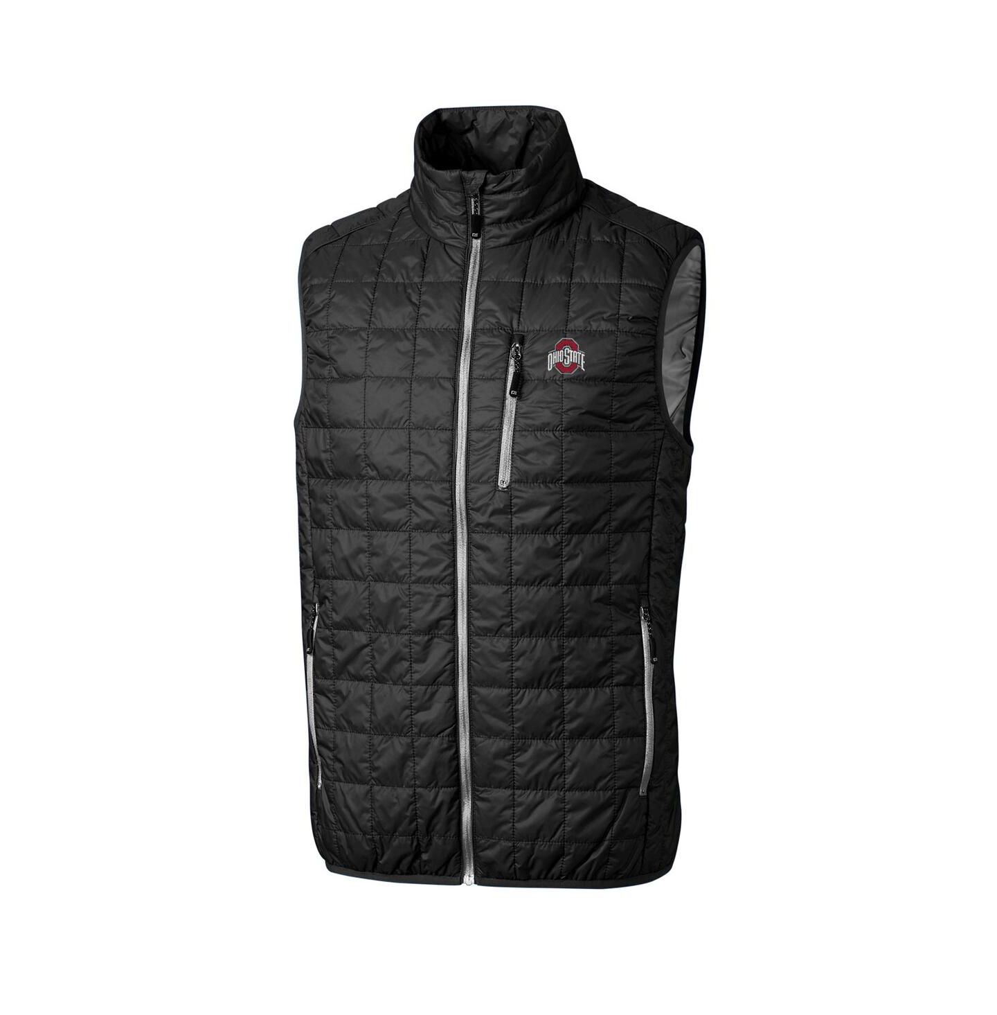 Мужской жилет Cutter & Buck Black Ohio State Buckeyes Rainier Full-Zip Vest — фото 1