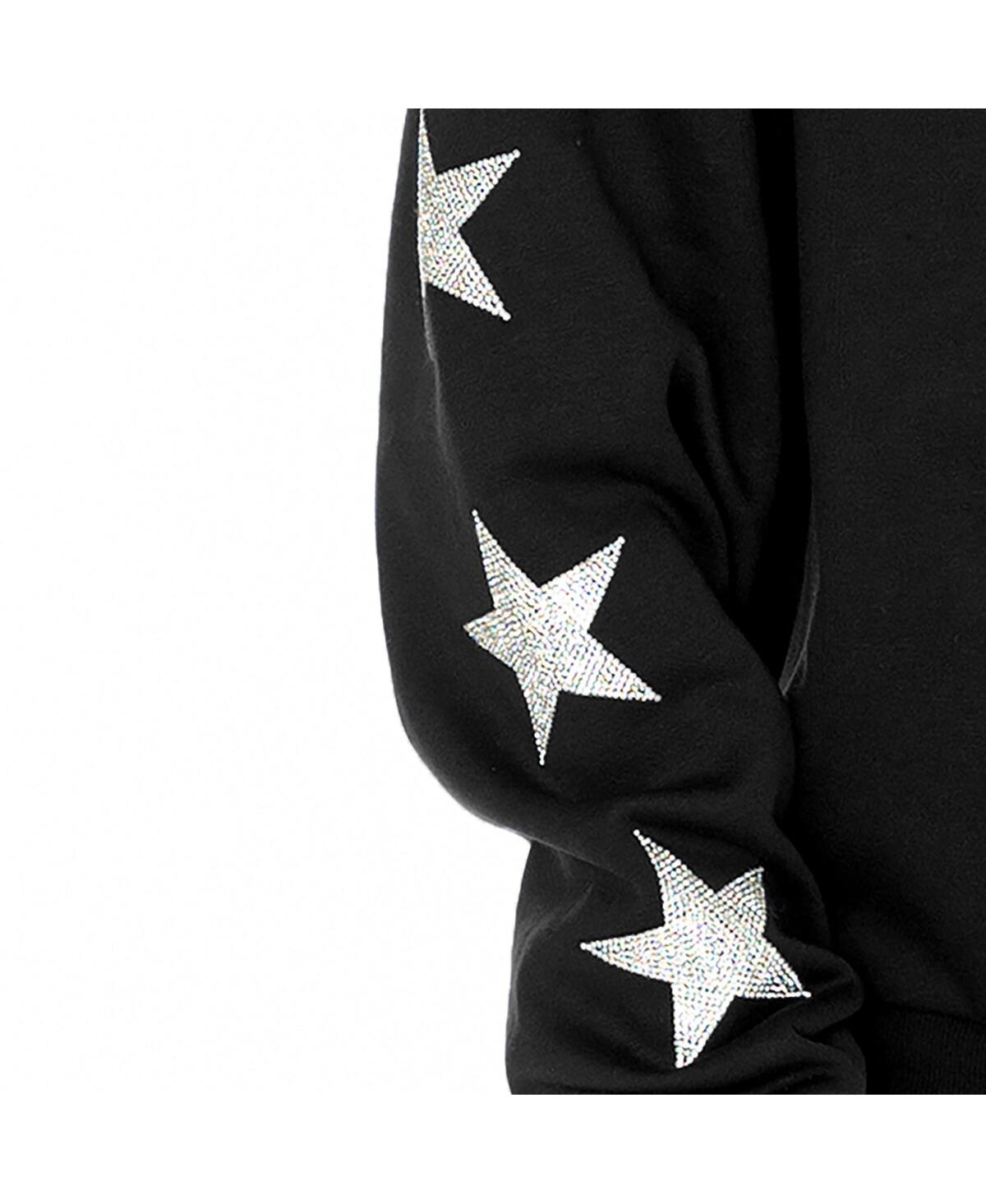 GAMEDAY COUTURE WOMEN'S BLACK LAS VEGAS RAIDERS RHINESTONE STAR SLEEVE SETTLE THE SCORE TRI-BLEND PULLOVER 