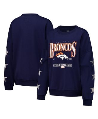 Gameday Couture - Women's  Navy Denver Broncos Rhinestone Star Sleeve Settle the Score Tri-Blend Pullover