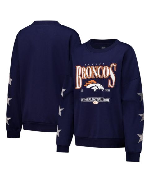 Женский свитер Gameday Couture Navy Denver Broncos Rhinestone Star Sleeve Settle the Score Tri-Blend Pullover