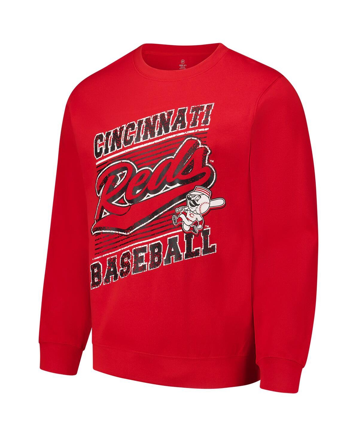 Shop Stitches Men's Red Cincinnati Reds Pullover Sweatshirt