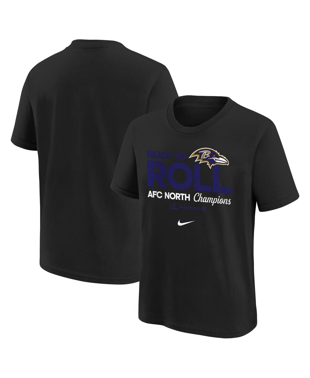 Nike Big Boys And Girls Black Baltimore Ravens 2024 Afc North Division Champions Locker Room Trophy Colle In Black