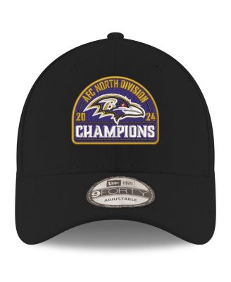 Men's Black Baltimore Ravens 2024 AFC North Division Champions 9FORTY Adjustable Hat