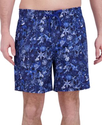 Robert Graham - Men's Drew Floral Print Drawstring 7" Swim Trunks