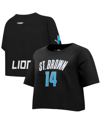 Pro Standard - Women's Amon-Ra St. Brown Black Detroit Lions Player Name Number Cropped Boxy T-shirt