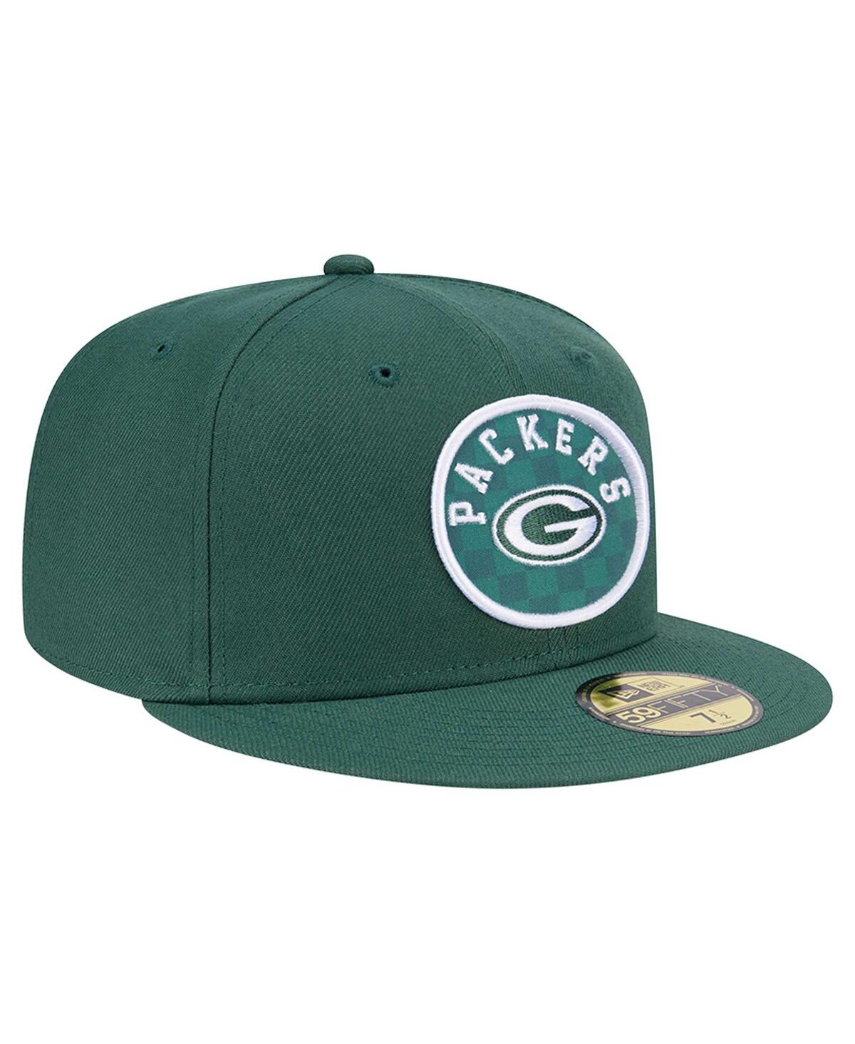 NEW ERA MEN'S GREEN GREEN BAY PACKERS CHECKERED 59FIFTY FITTED HAT 
