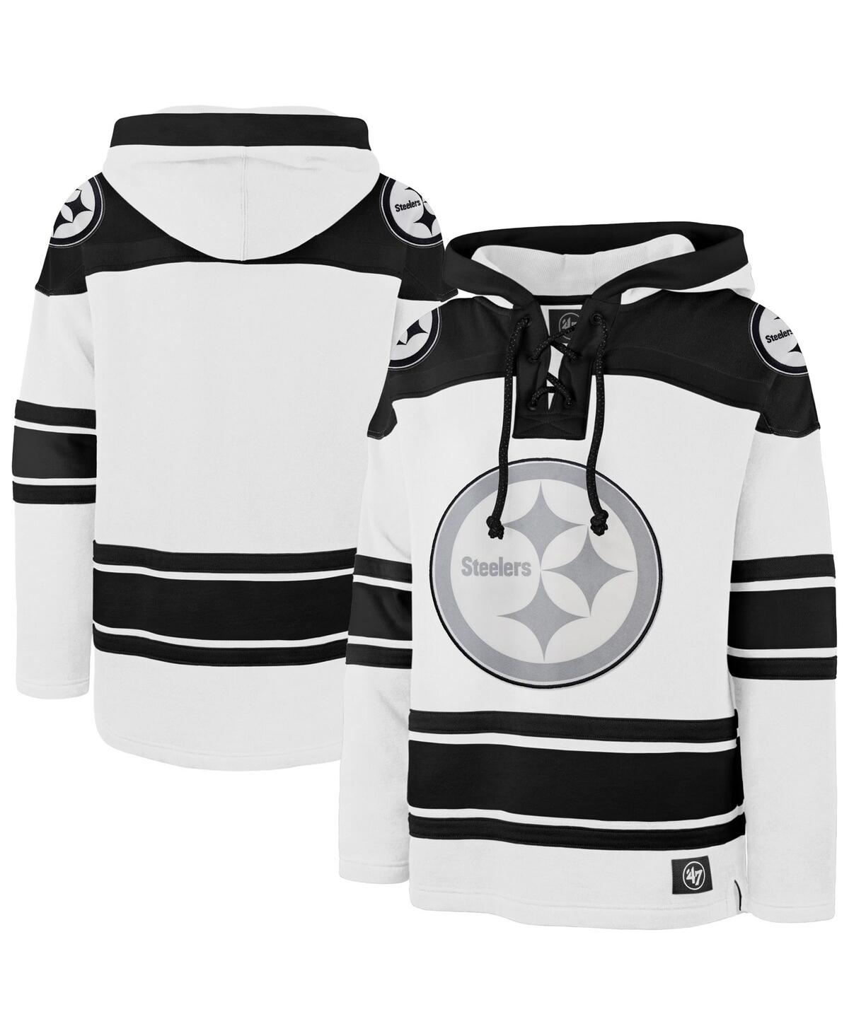 Shop 47 Brand Men's White Pittsburgh Steelers After Image Superior Lacer Pullover Hoodie