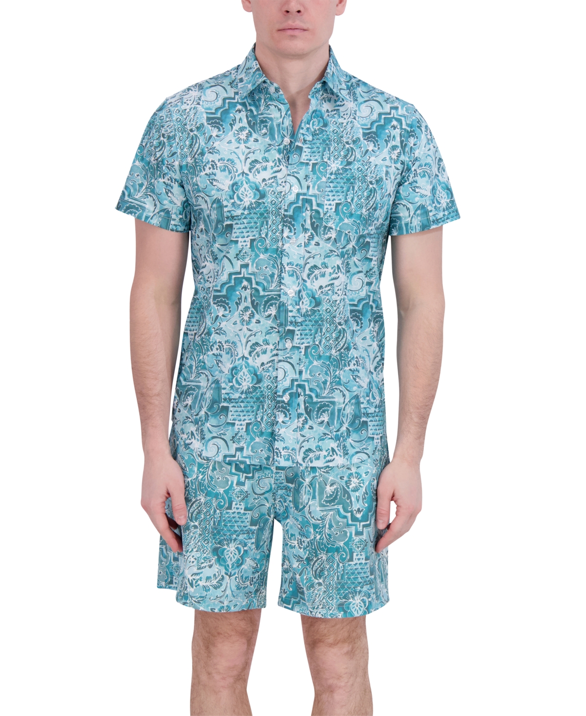 Robert Graham Men's Drew Floral Print Drawstring 7" Swim Trunks In Sage Damask