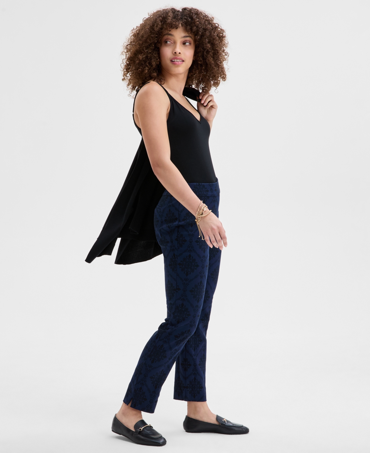 JM COLLECTION PETITE JACQUARD MEDALLION-PRINT PULL-ON PANTS, EXCLUSIVELY AT MACY'S 