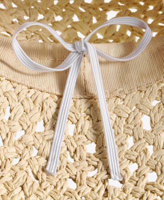 Faux-Leather-Trim Straw Bucket Hat, Exclusively at Macy's