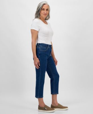 Petite High-Rise Cropped Straight-Leg Jeans