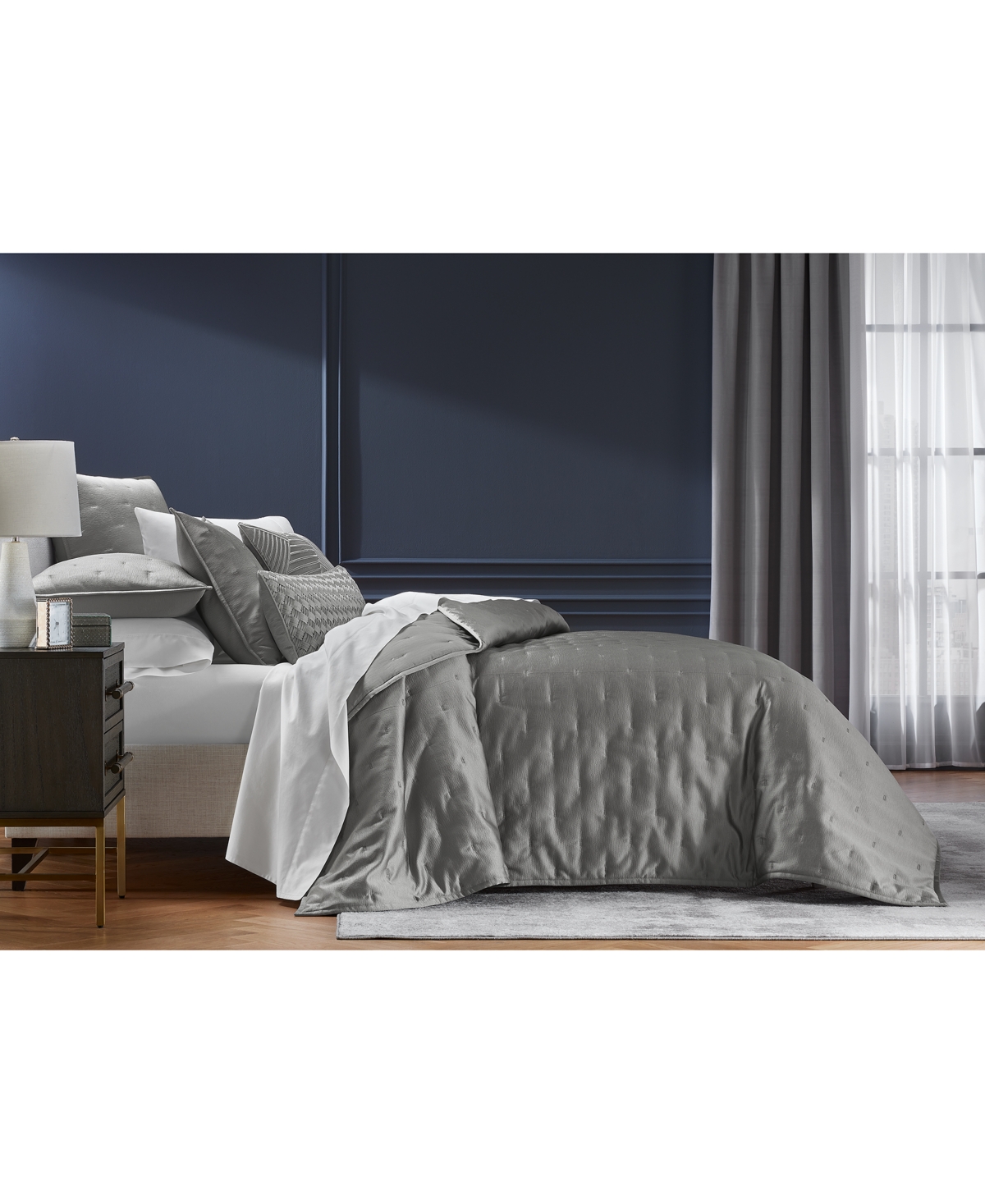 Shop Hotel Collection Glint 3-pc. Coverlet Set, Full/queen, Exclusively At Macy's In Charcoal