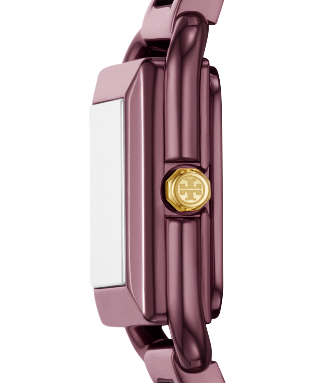 Tory Burch Women's The Kira Square Purple Stainless Steel Bracelet Watch 18mm In Purple