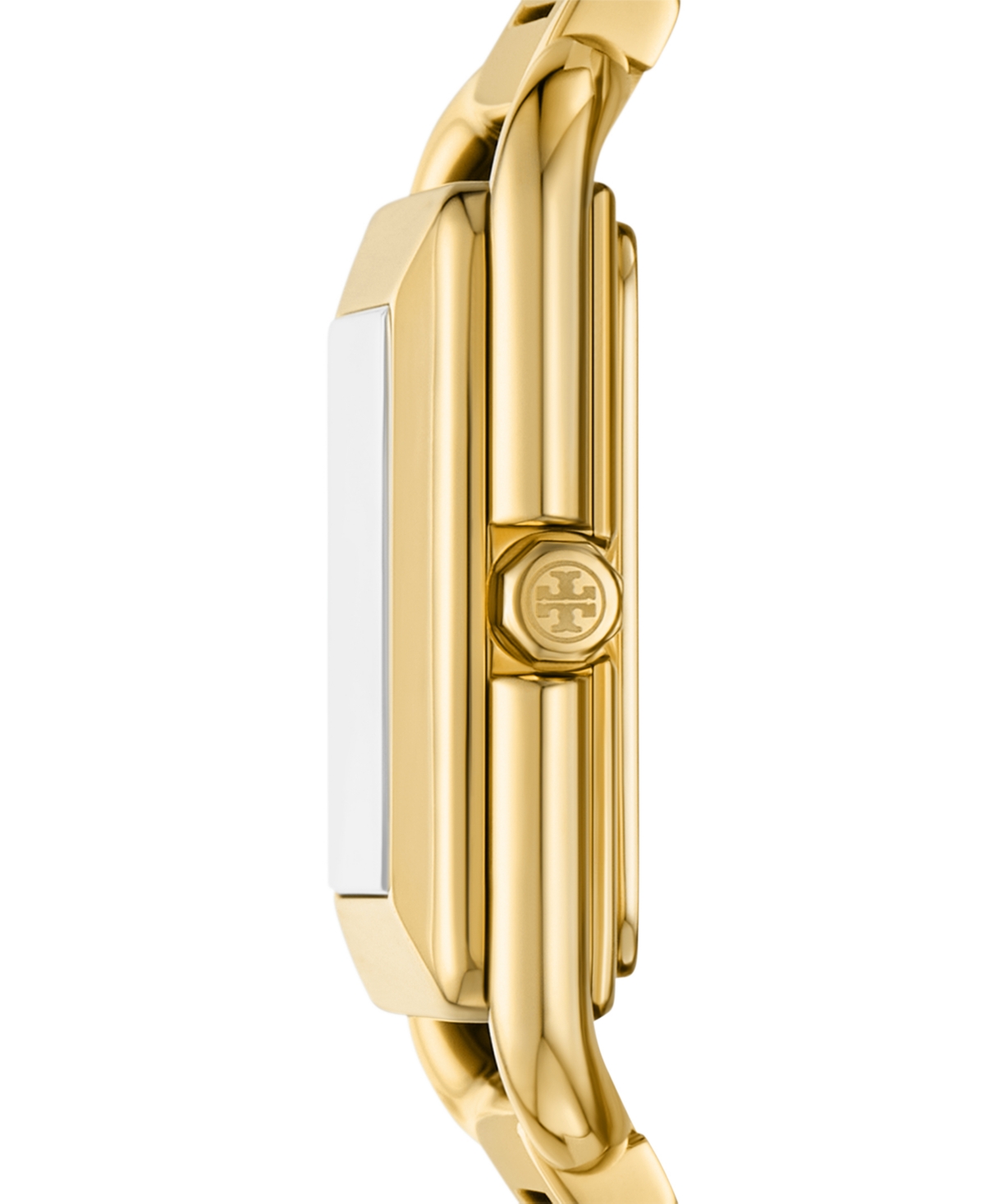 Tory Burch The Kira Square Three Hand Gold Tone Stainless Steel Watch, 24mm X 24mm In Gold