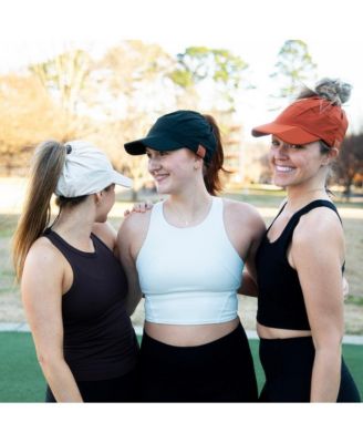 Women's Adjustable High Ponytail Running Hat - Cream