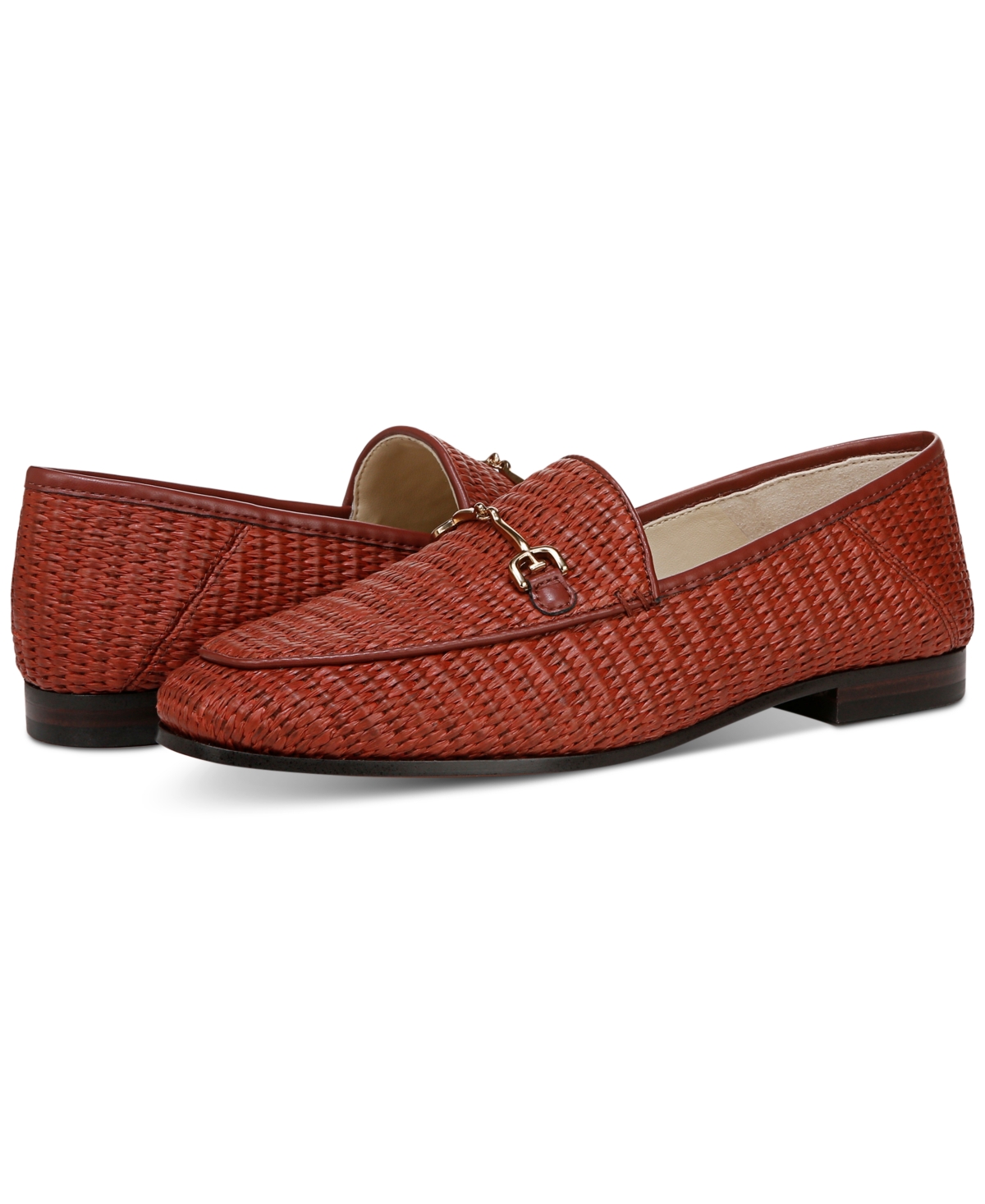 Shop Sam Edelman Women's Loraine Tailored Loafers In Warm Sienna Faux Raffia