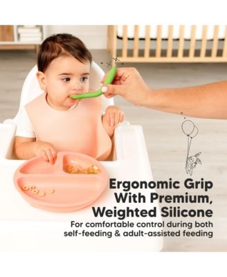 3-Pack Prep Baby Spoons, Silicone Baby Utensils for Self Feeding 6-24 Months, All Stages Baby Feeding Set, BLW Toddler Spoons