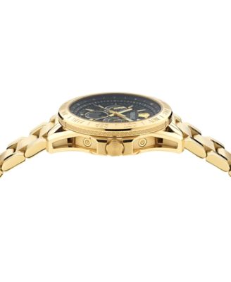 Men's Swiss V-Galaxy Moonphase Gold Ion Plated Bracelet Watch 43mm