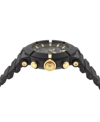 Men's Swiss Chronograph Real Active Black TPU Strap Watch 45mm