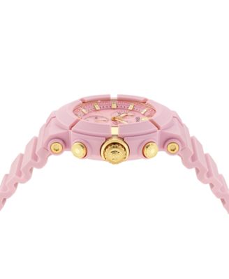 Men's Swiss Chronograph Real Active Pink TPU Strap Watch 45mm