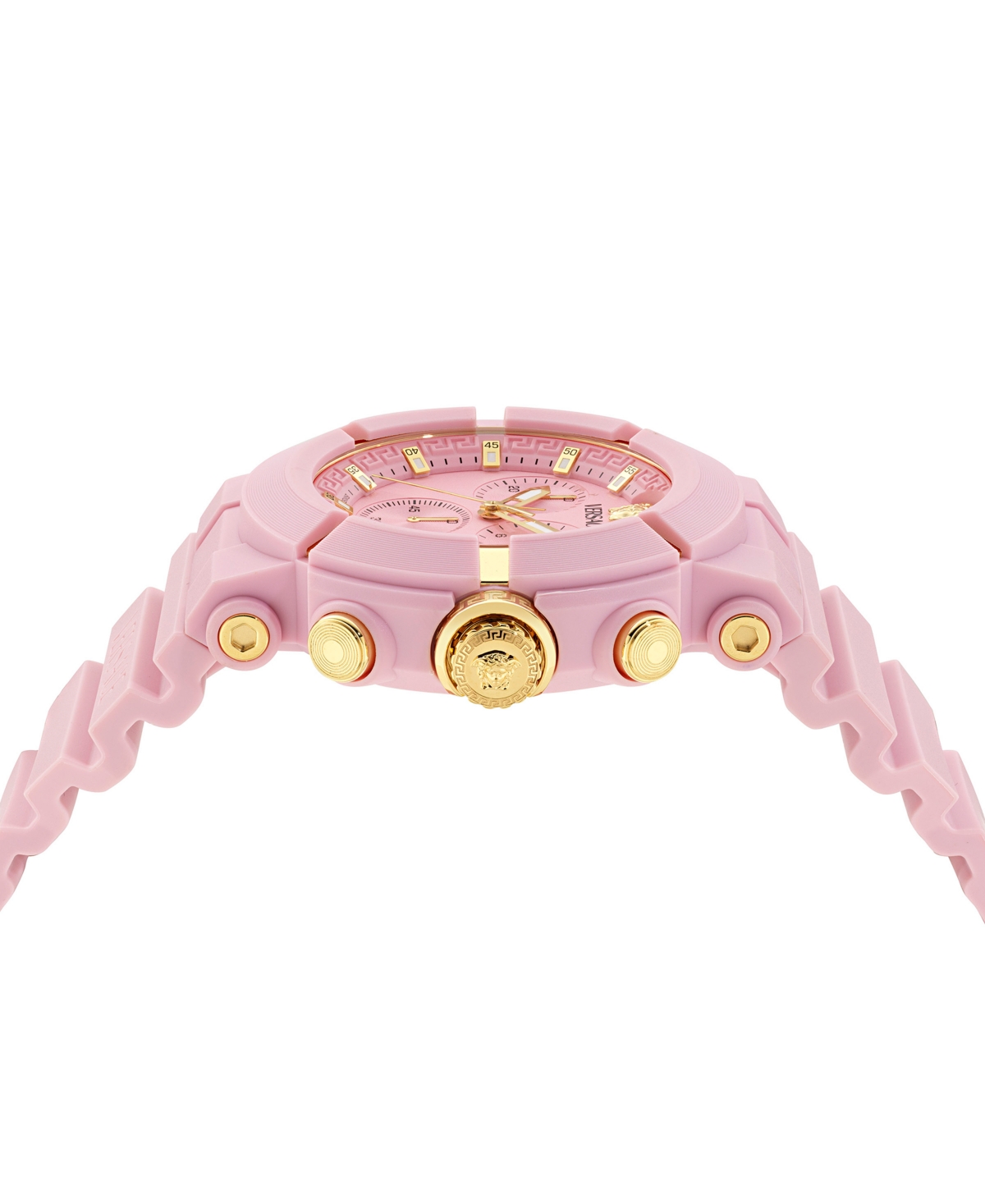 Versace Men's Swiss Chronograph Real Active Pink Tpu Strap Watch 45mm In Pink
