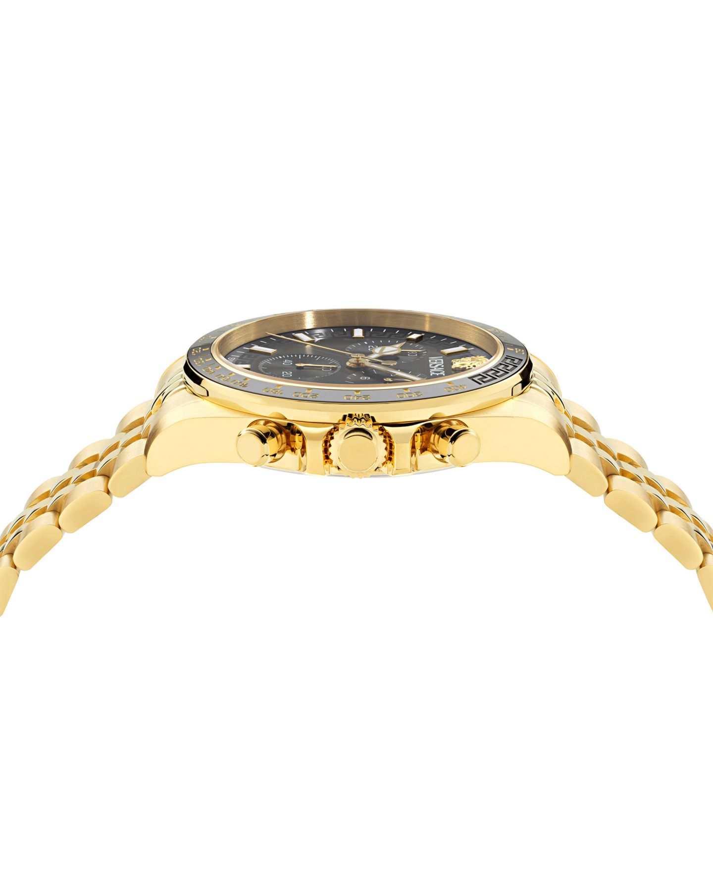 Мужские часы Versace Swiss Chronograph Greca Chrono Wave Gold Ion Plated Bracelet Watch 43mm — фото 2