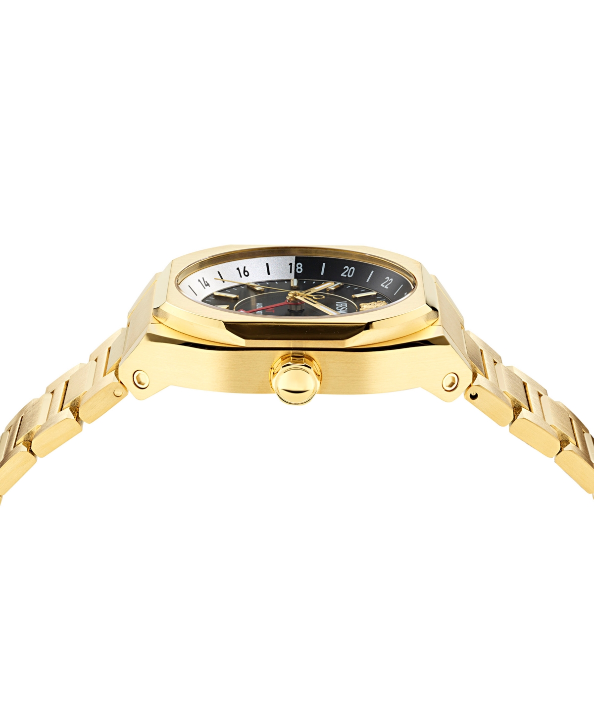 Versace Men's Swiss Automatic V-contempo Gmt Gold Ion Plated Bracelet Watch 40x48mm In Gold