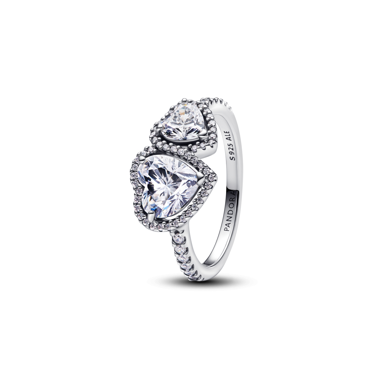 Pandora Sterling Silver Sparkling Halo Hearts Ring In Sterling Silver